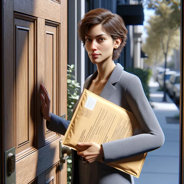 process server knocking on door