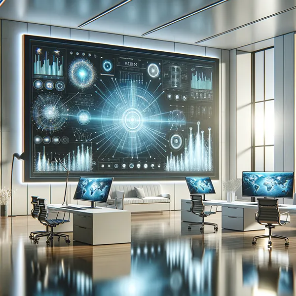 Futuristic screen in an office